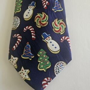 Festive Holiday Tie with Snowman & Candy Cane Design By Keith Daniels Men's Tie